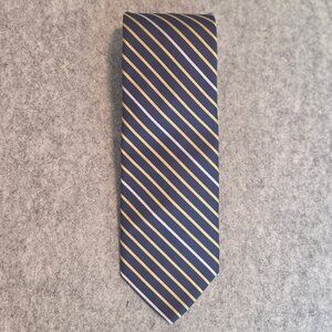 Brooks Brother Blue Repp Tie with Gold and White Stripes